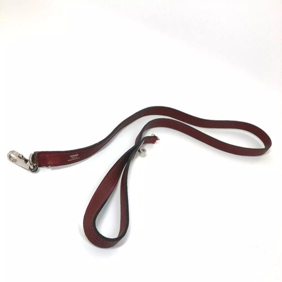 HERMES KellyHardware Pet dog dog dog Lead Leather wine-red/SilverHardware - Picture 9 of 9